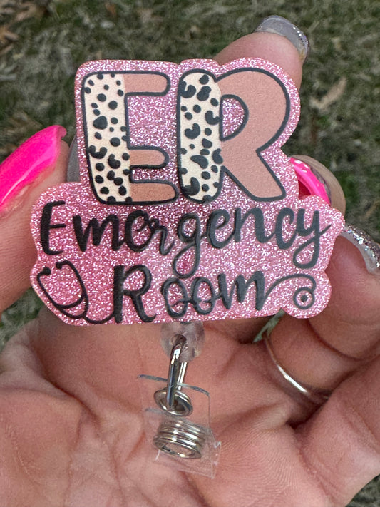 Leopard print ER Emergency Room Badge Reel