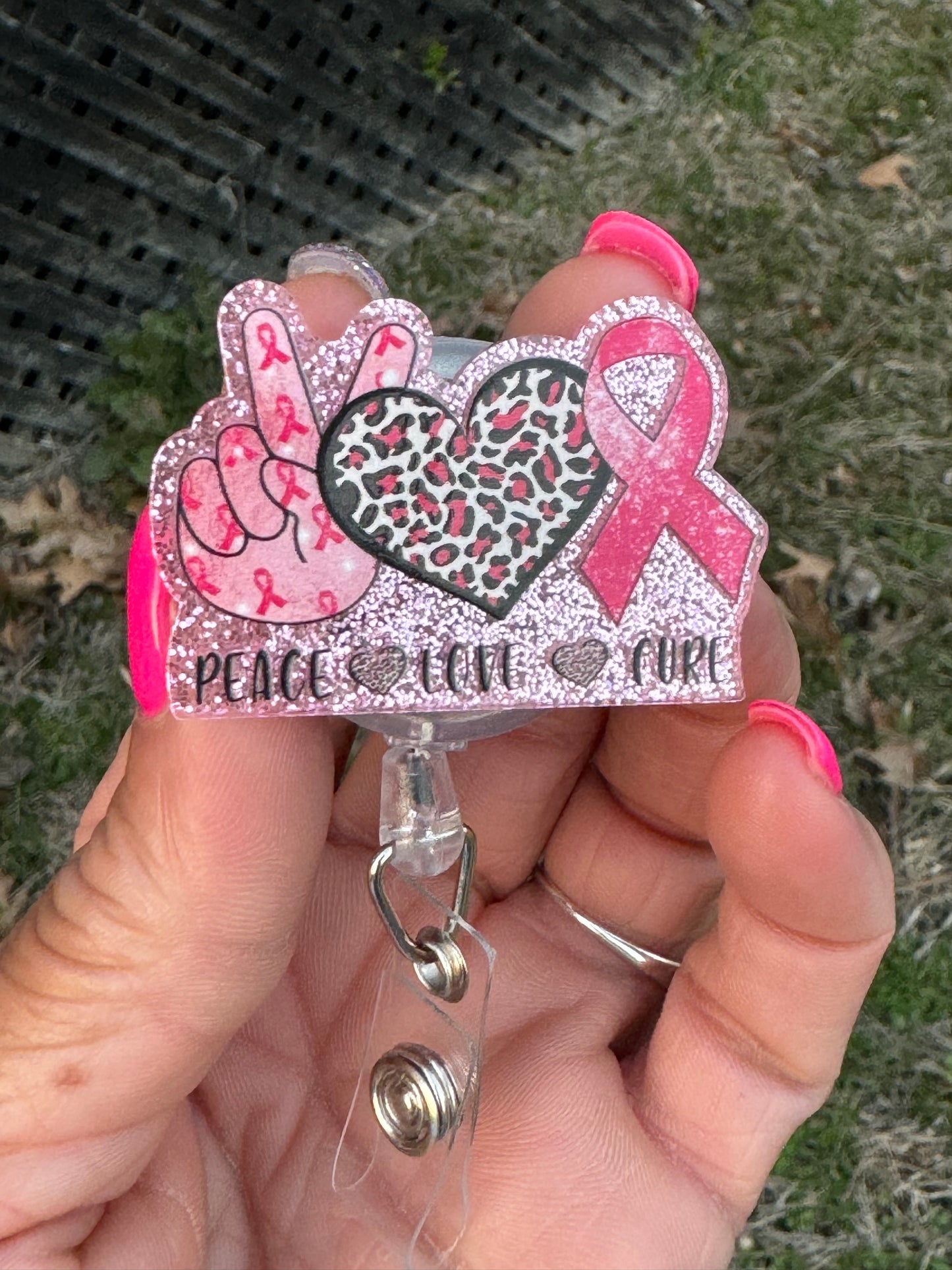 Pink, Peace, Love, Cure Badge Reel