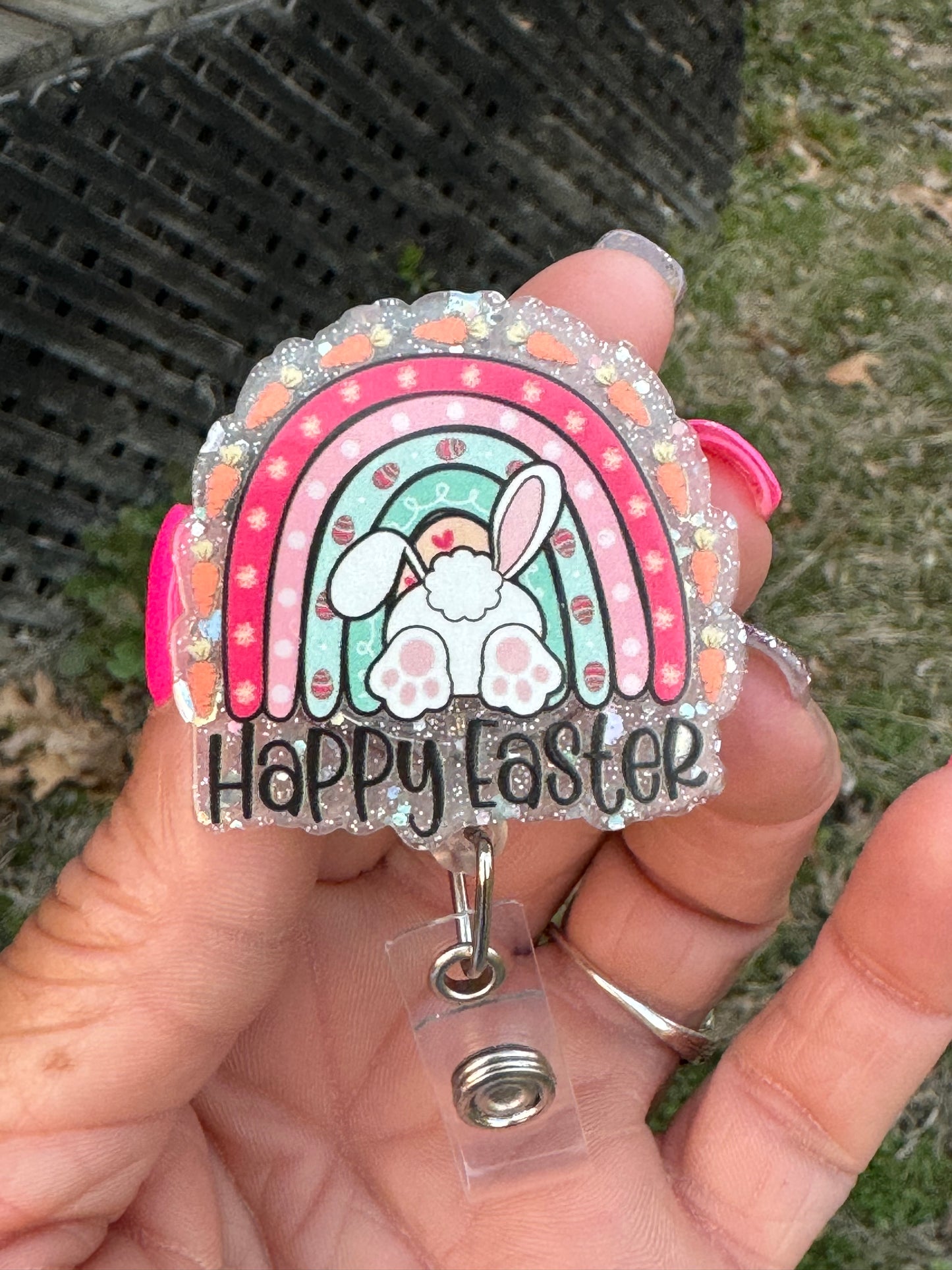 Rainbow Happy Easter Badge Reel