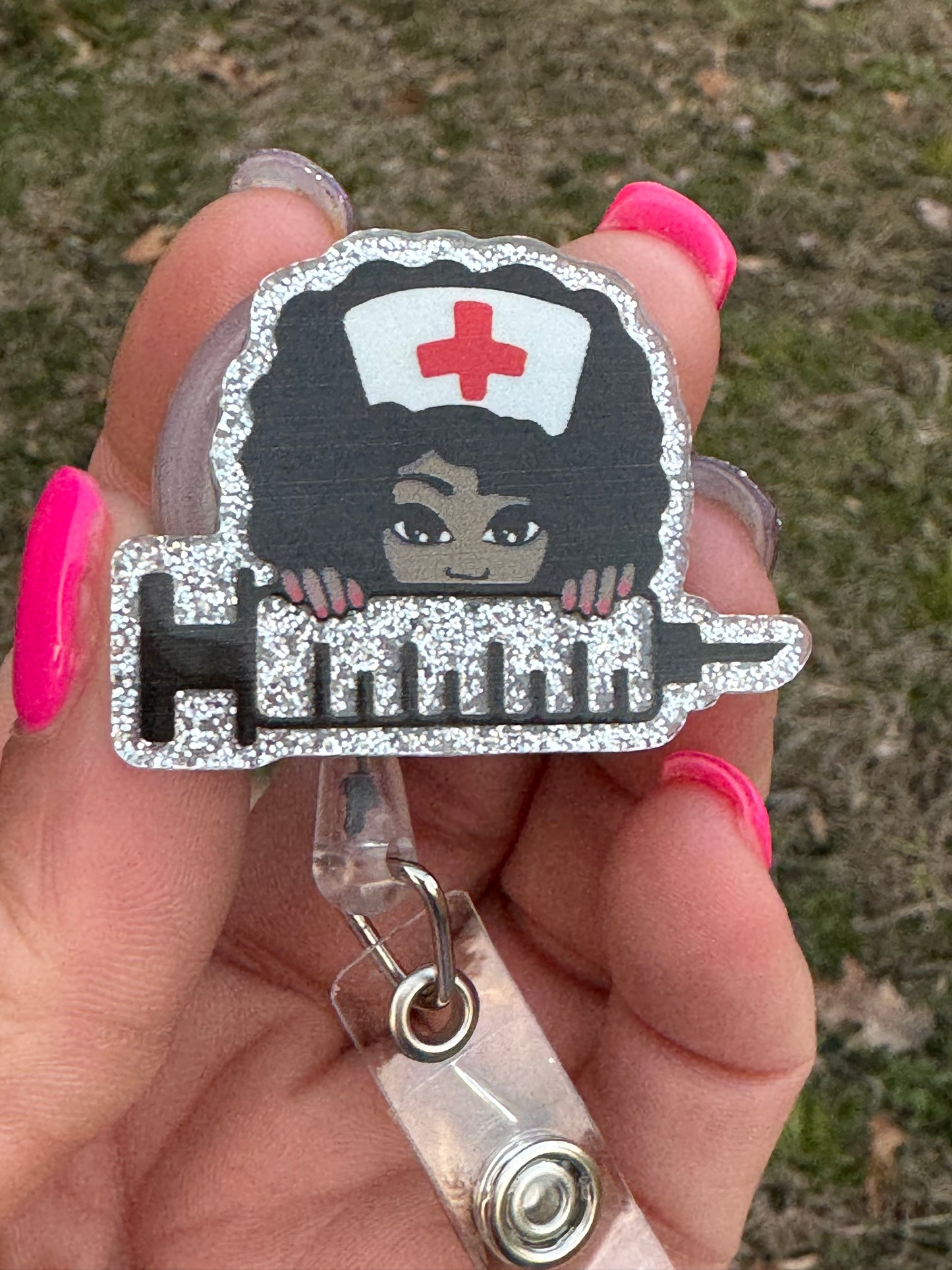 Black Girl Nurse shot Badge Reel