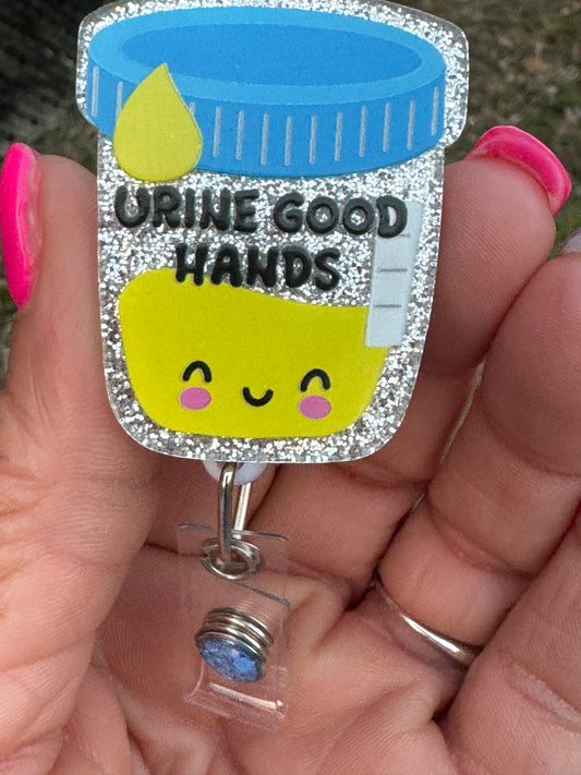 Urine Good Hands Badge Reel