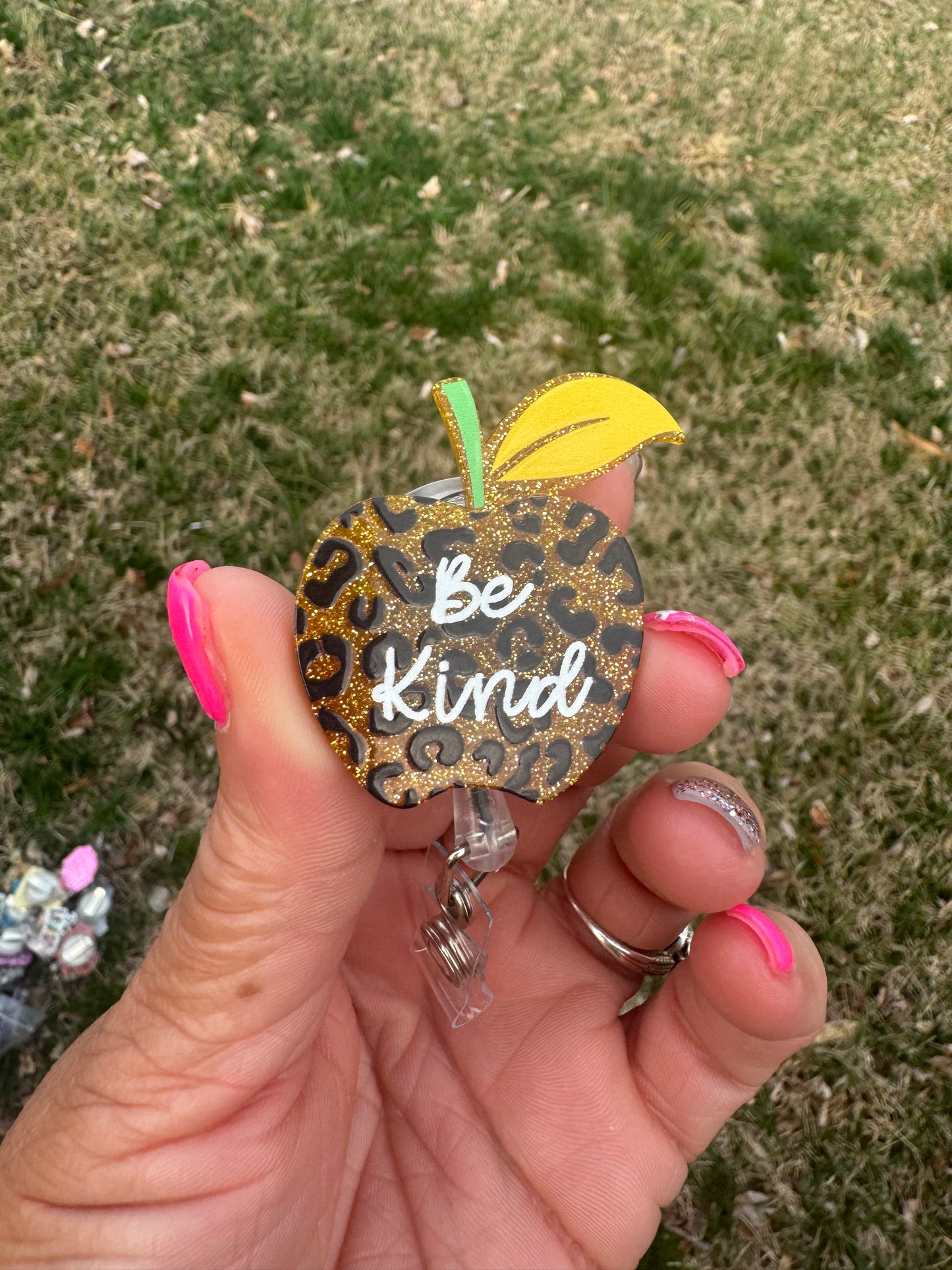 Leopard Print Apple Badge Reel