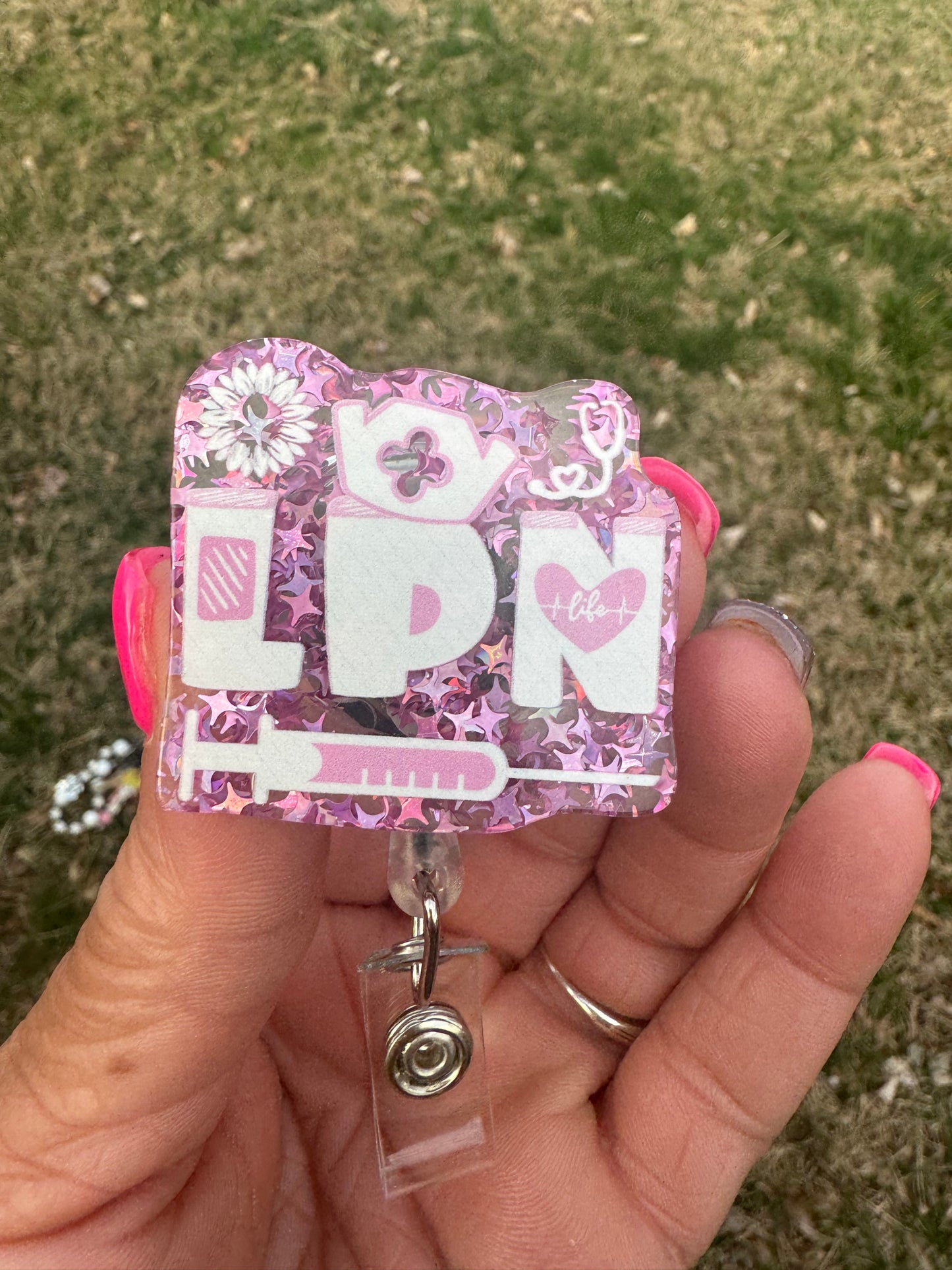 Pink LPN Badge Reel