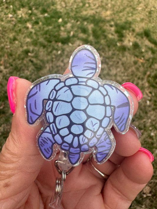 Purple, Blue Turtle Badge Reel