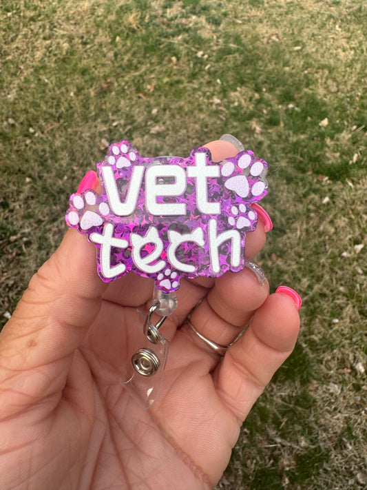 Purple Vet tech Badge Reel