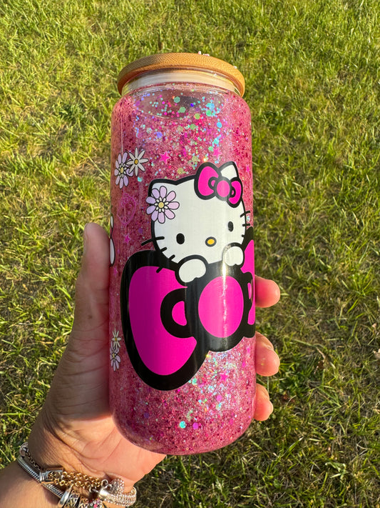 16 oz. Hello Kitty Inspired Snow Globe Glass Tumbler