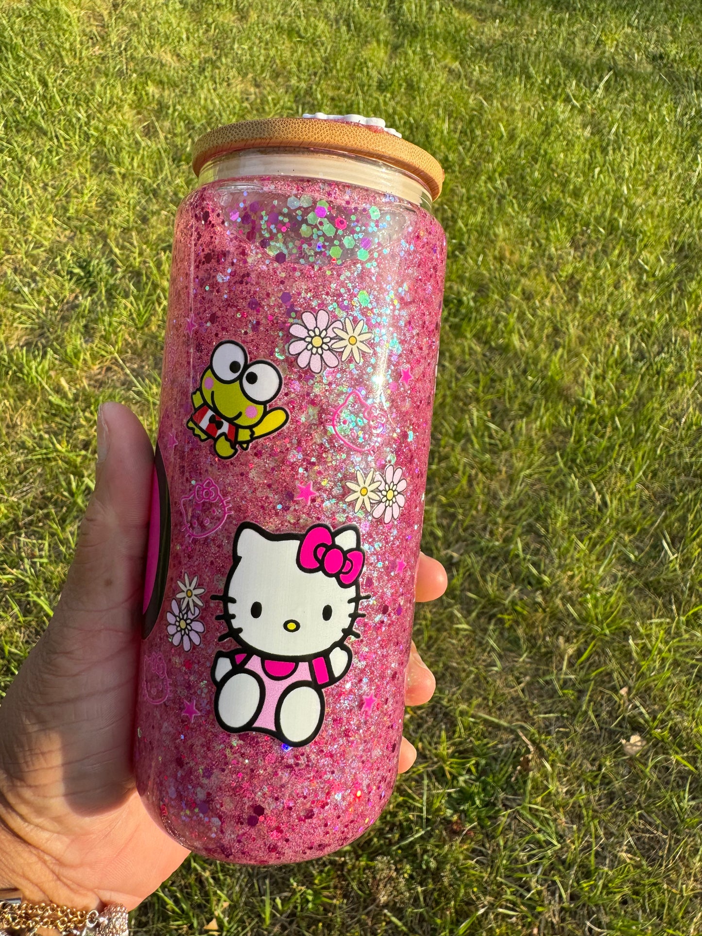 16 oz. Hello Kitty Inspired Snow Globe Glass Tumbler