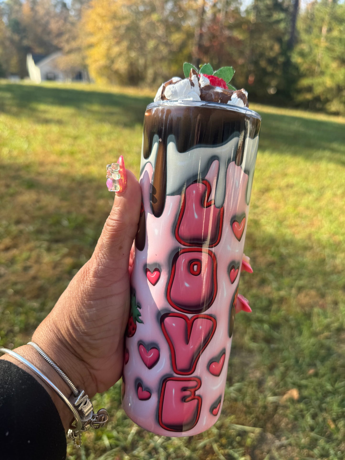 Love Valentine Tumbler with Faux Topping