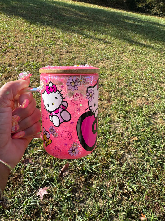 Hello Kitty Pink Glitter Snow Globe Mug