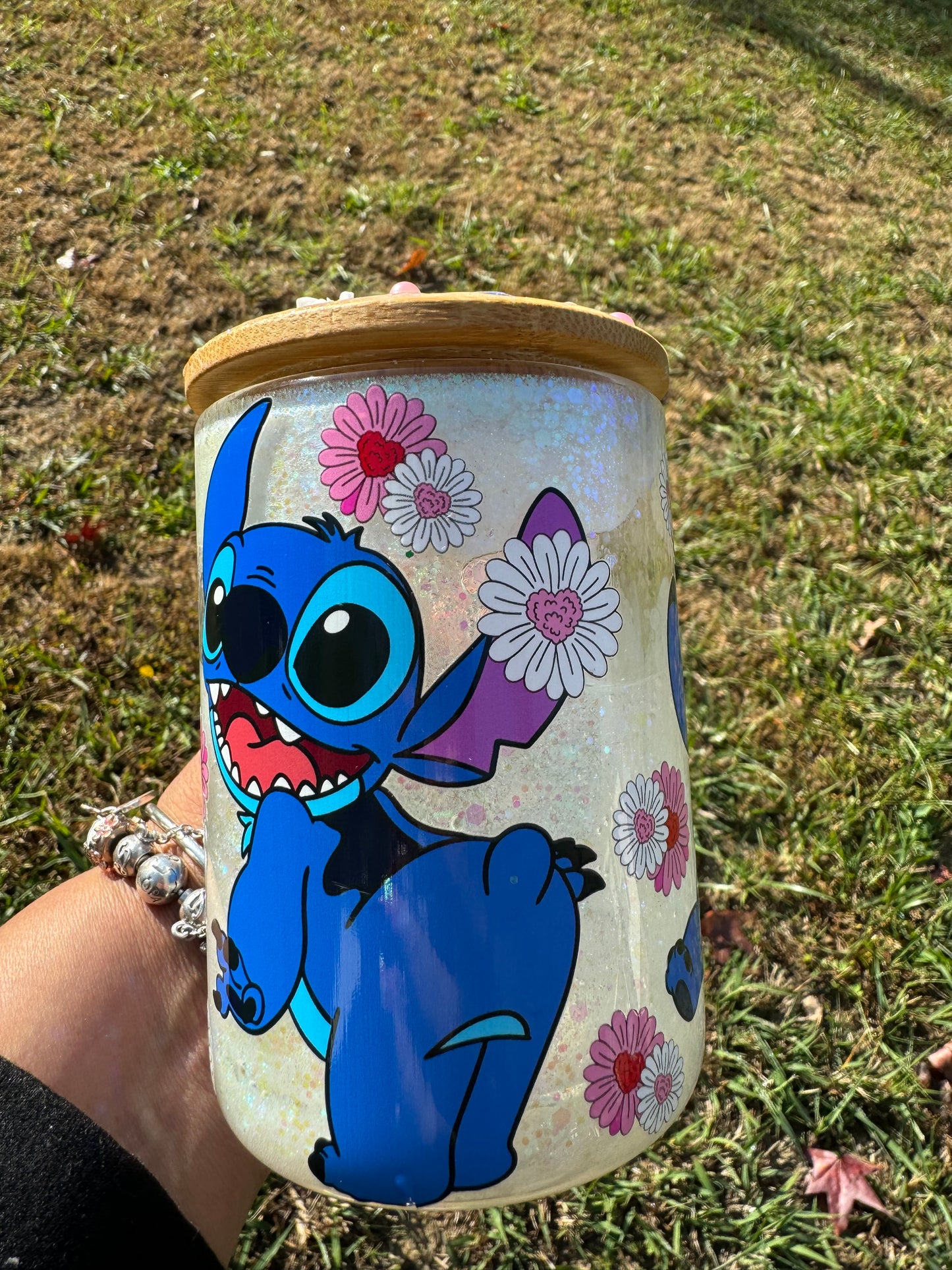 Stitch Snow Globe Glitter Tumbler Mug