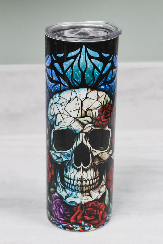 Stained Glass Skull Tumbler