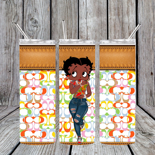 20 oz Muti Colored Betty Boop Tumbler Coach Inspired