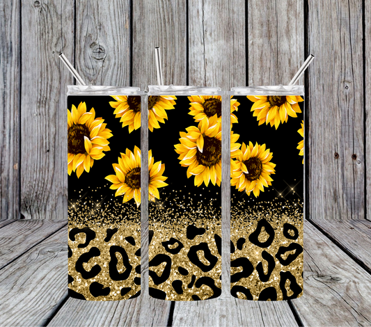 12 oz Sunflower  Leopard Print Tumbler